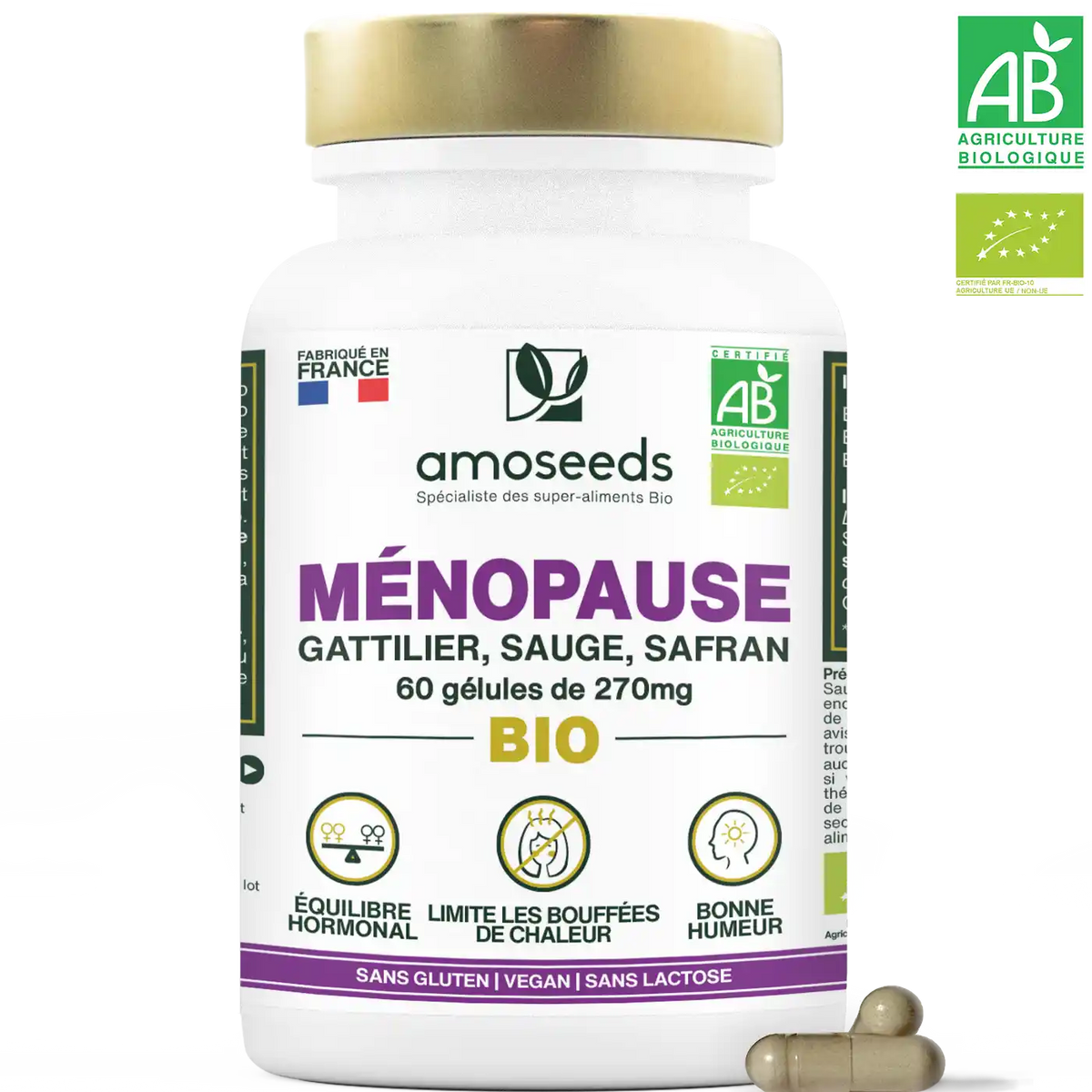 Complexe Menopause Bio amoseeds specialiste des super aliments bio,,