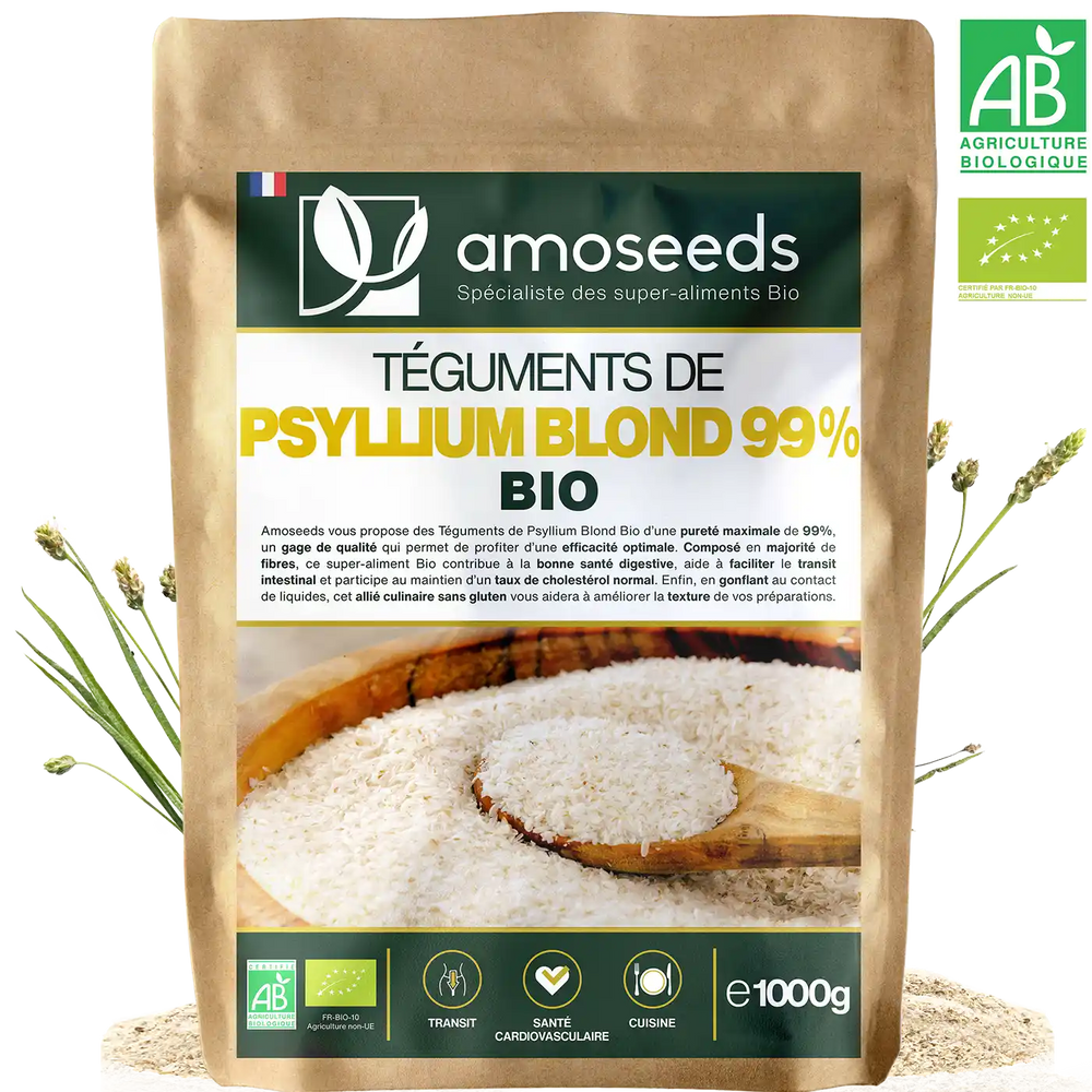 Psyllium Blond Bio 1KG amoseeds specialiste des super aliments bio,