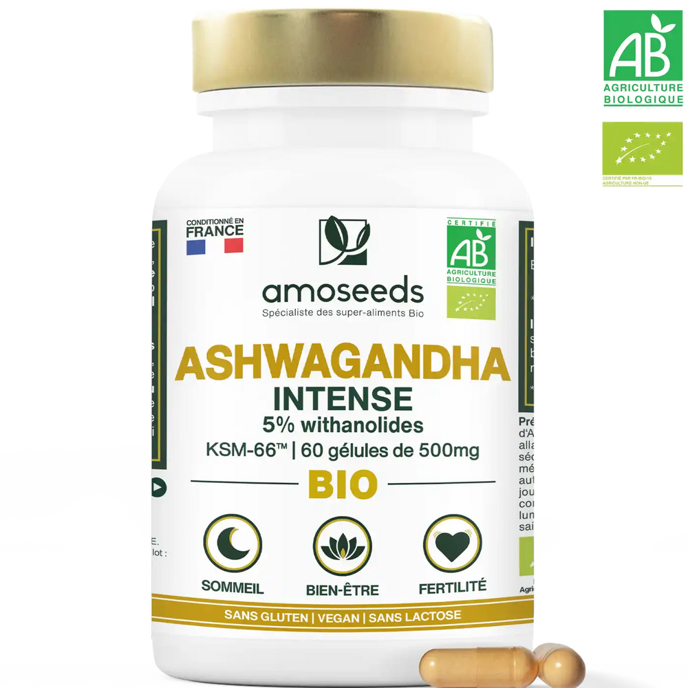 extrait Ashwgandha Bio KSM-66 gelules amoseeds specialiste des super aliments bio