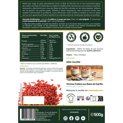 Baies de Goji Bio 500G amoseeds specialiste des super aliments Bio