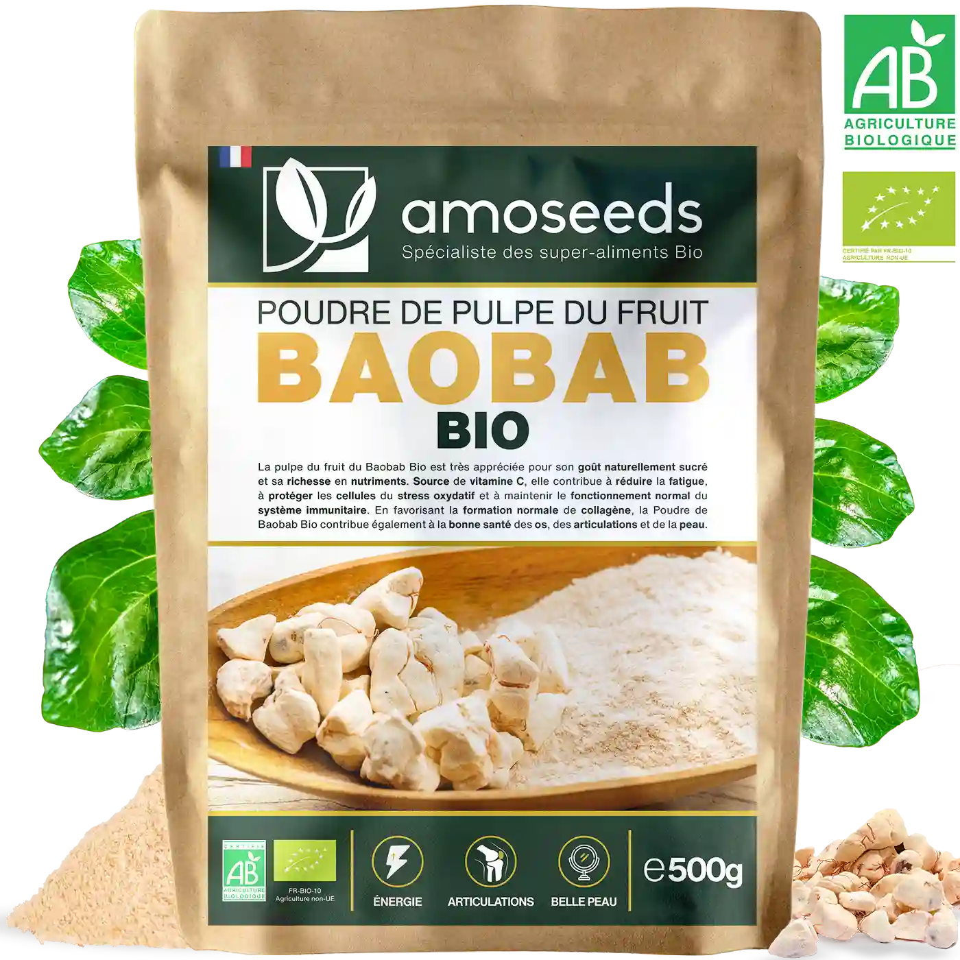 Poudre baobab Bio amoseeds specialiste des super aliments Bio