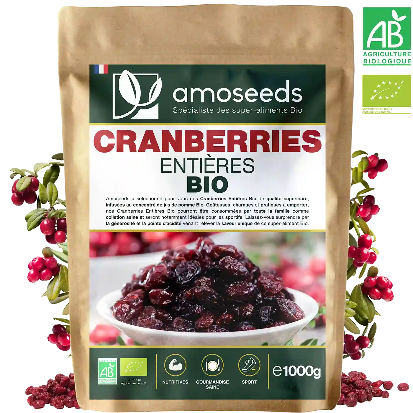 Cranberries séchées (canneberge) - Bio
