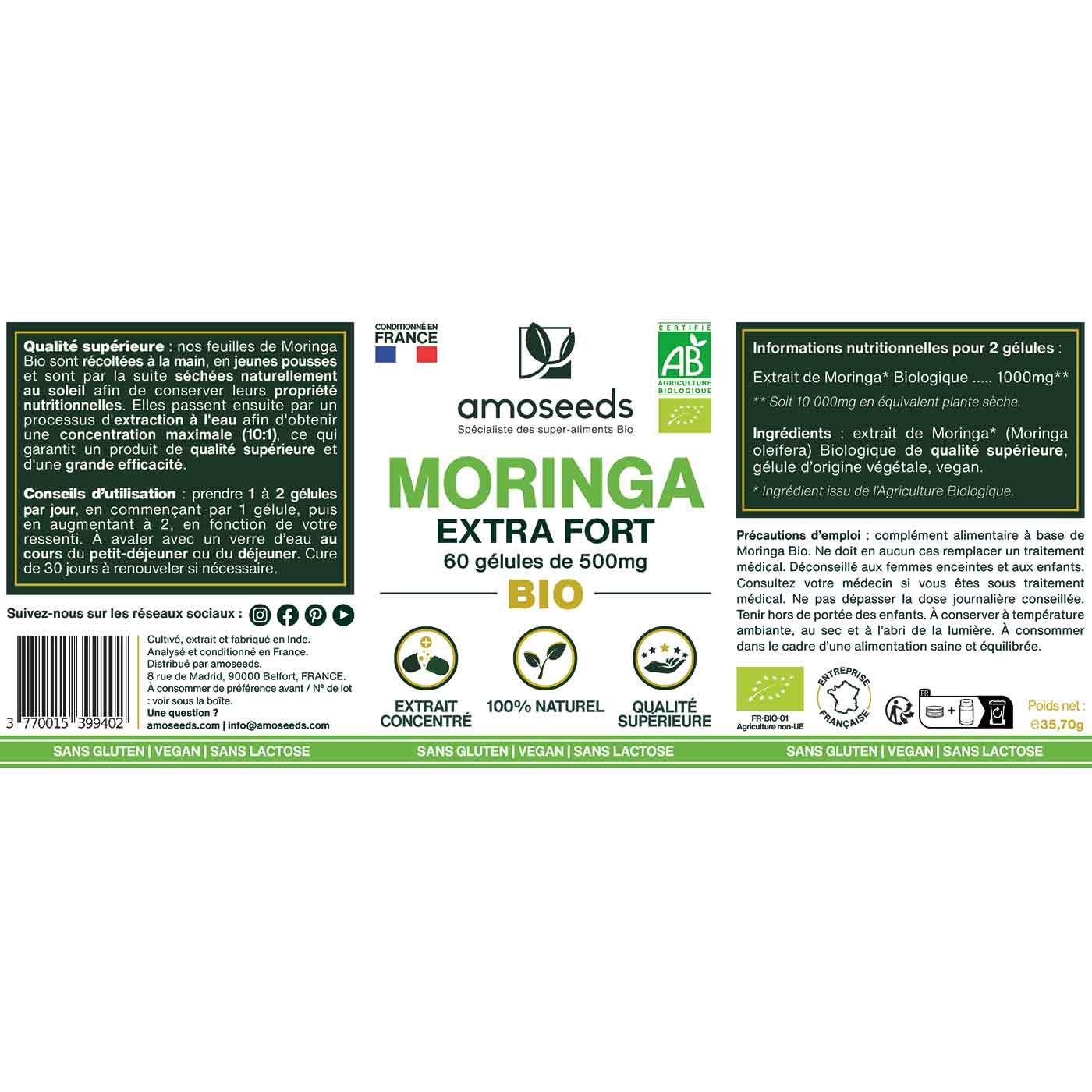 Moringa Bio gelules amoseeds specialiste des super aliments Bio