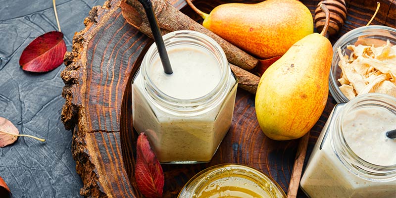 Recette Smoothie poire miel et Pollen de Fleurs Bio amoseeds specialiste des super aliments bio