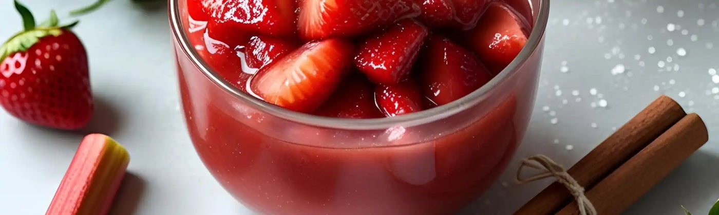 compotee fraises rhubarbe cannelle Amoseeds specialiste des super aliments Bio