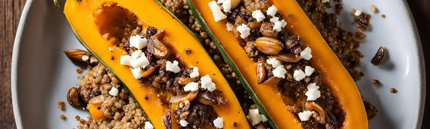 courge rotie quinoa shiitake Amoseeds specialiste des super aliments Bio