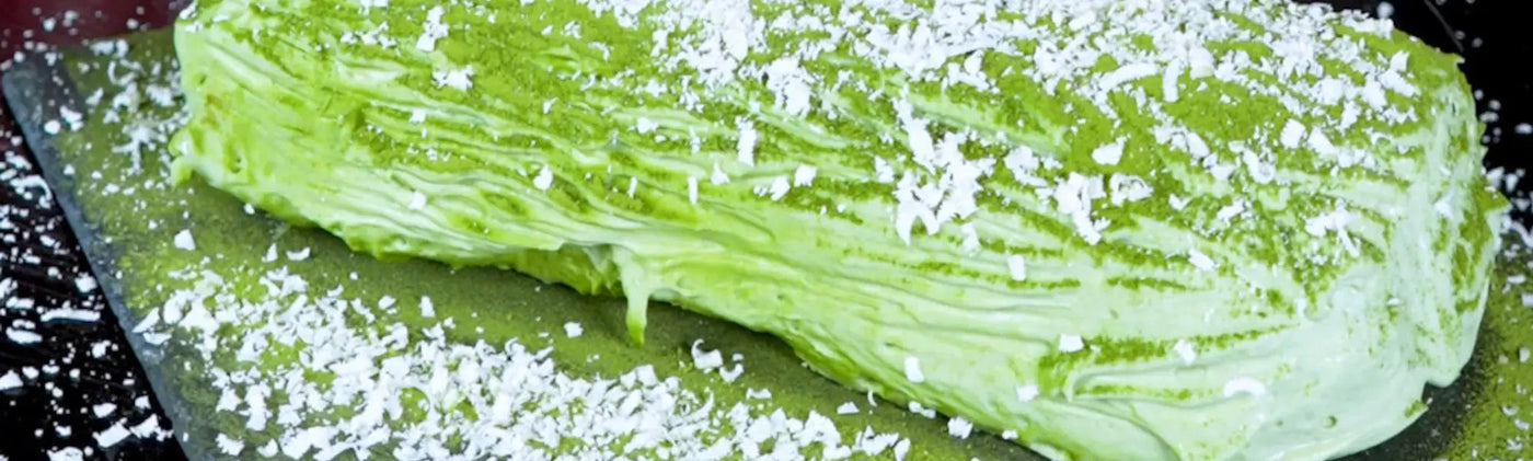 Buche de Noël Thé Matcha Bio amoseeds specialiste des super aliments bio