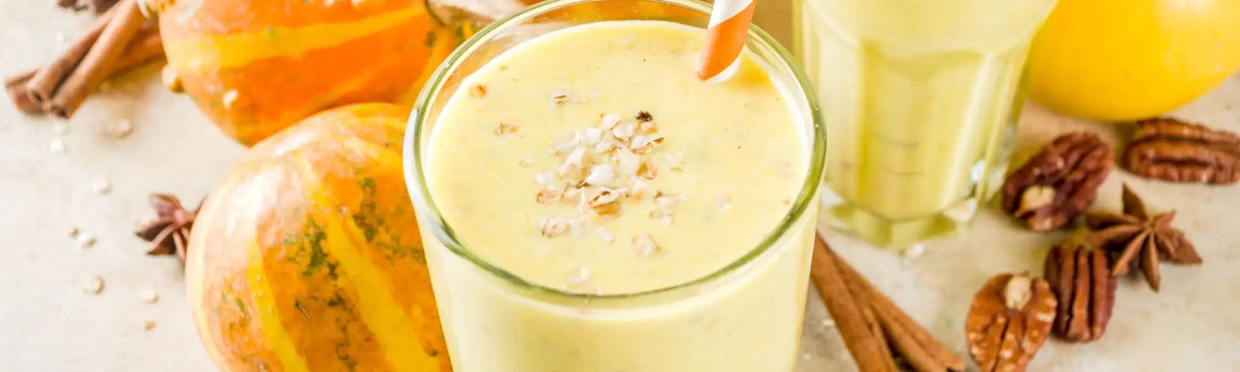 pumpkin smoothie courge banane maca cannelle Amoseeds specialiste des super aliments Bio