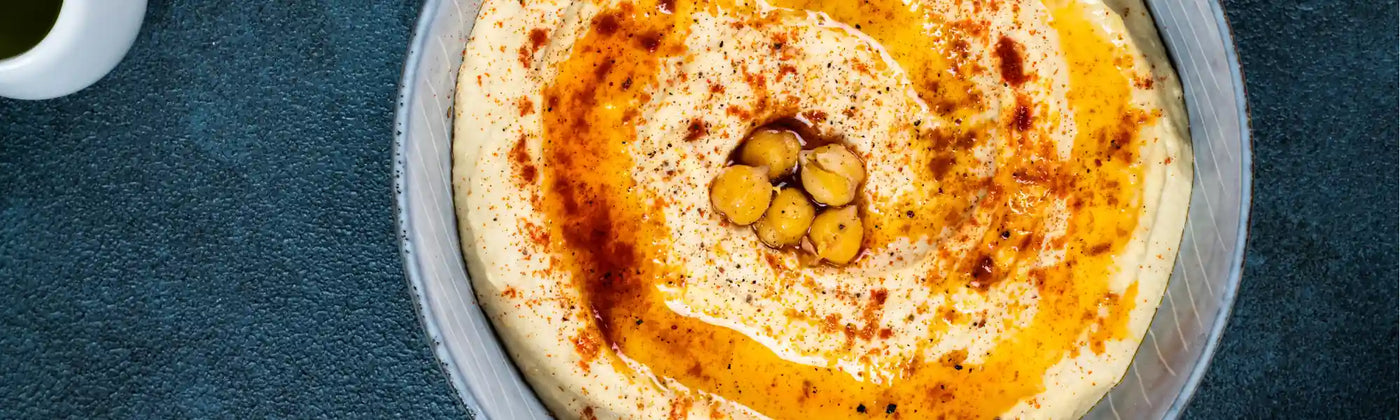 recette de houmous agrémenté de poudre de chaga bio amoseeds specialiste des super aliments Bio