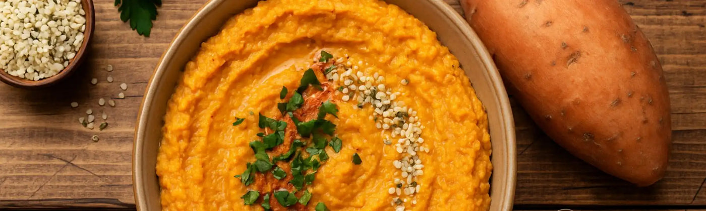 recette tartinade lentlles corail patate douce graines chanvre Amoseeds specialiste des super aliments Bio