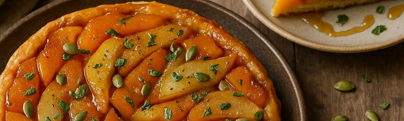 tarte tatin courge poire cannelle miel Amoseeds specialiste des superaliments Bio