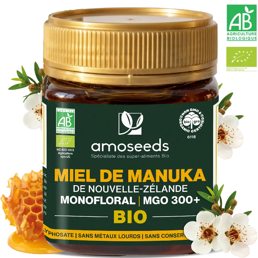 Miel de Manuka Bio Nouvelle zelande Amoseeds specialiste super-aliments bio