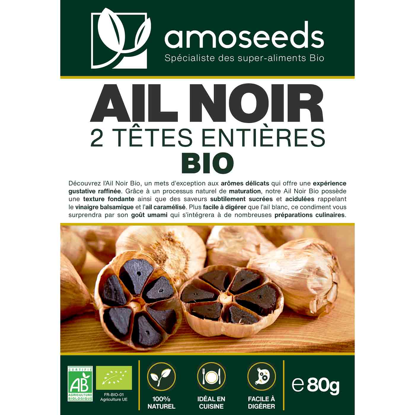 Ail Noir Bio - amoseeds specialiste des super aliments Bio