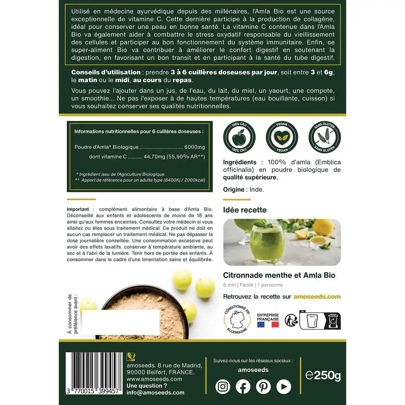 Amla Poudre Bio - amoseeds specialiste des super aliments bio