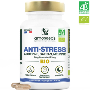 Complexe Anti-stress Bio, Aubépine, Safran, Mélisse | 90 gélules