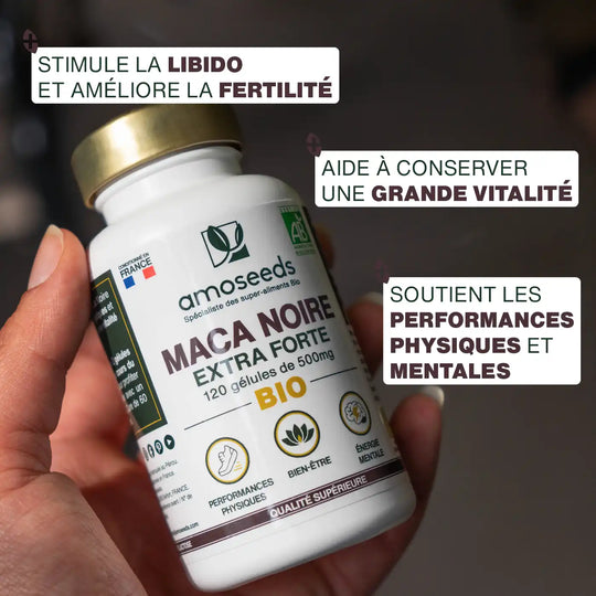 Maca Noire Extra Forte 24000mg - 120 Gélules - Complément Alimentaire Endurance - Neuf