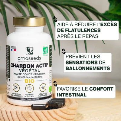 Charbon actif vegetal bio gelules  amoseeds specialiste des super aliments bio