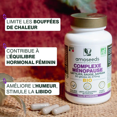 Complexe Menopause Bio amoseeds specialiste des super aliments bio,,