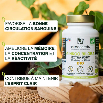 Ginkgo Biloba Bio gelules amoseeds specialiste des super aliments Bio,