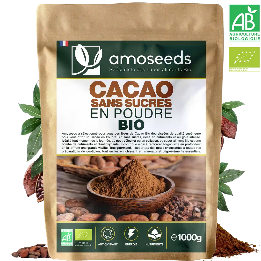 Cacao poudre sans sucres bio amoseeds specialiste des super aliments bio