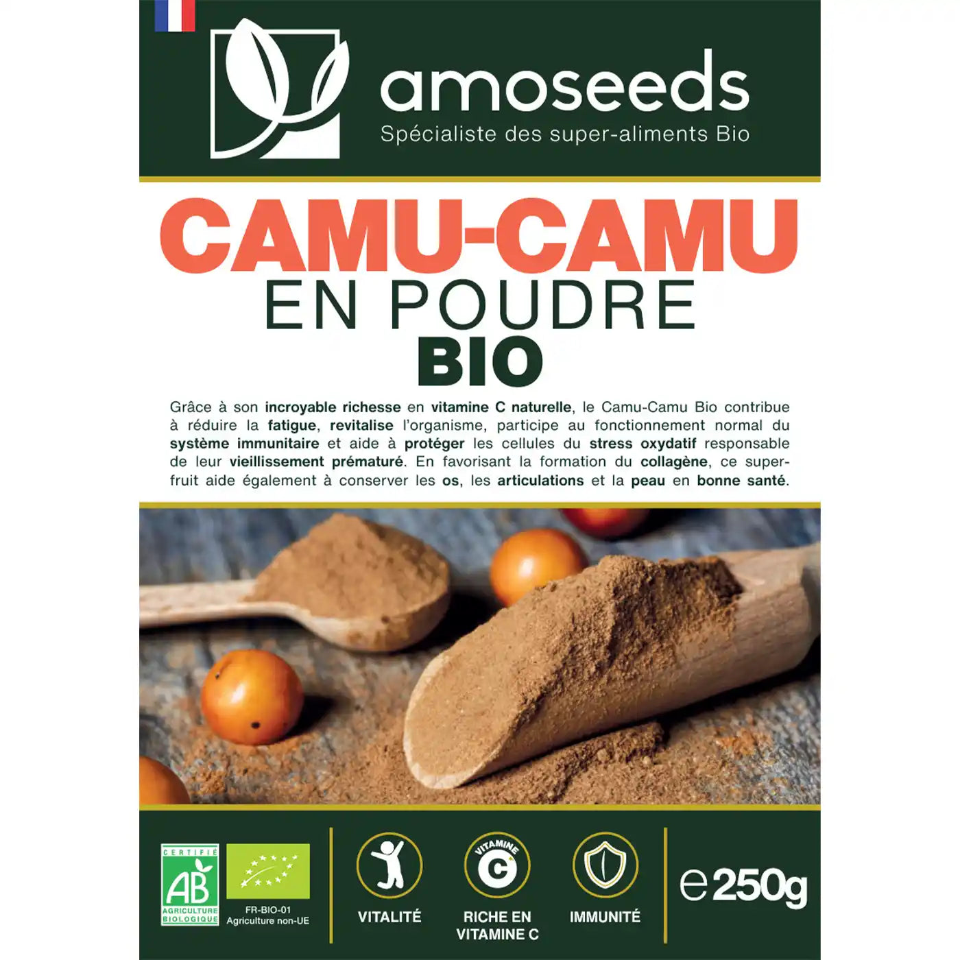 Camu Camu poudre Bio amoseeds specialiste super aliments bio,