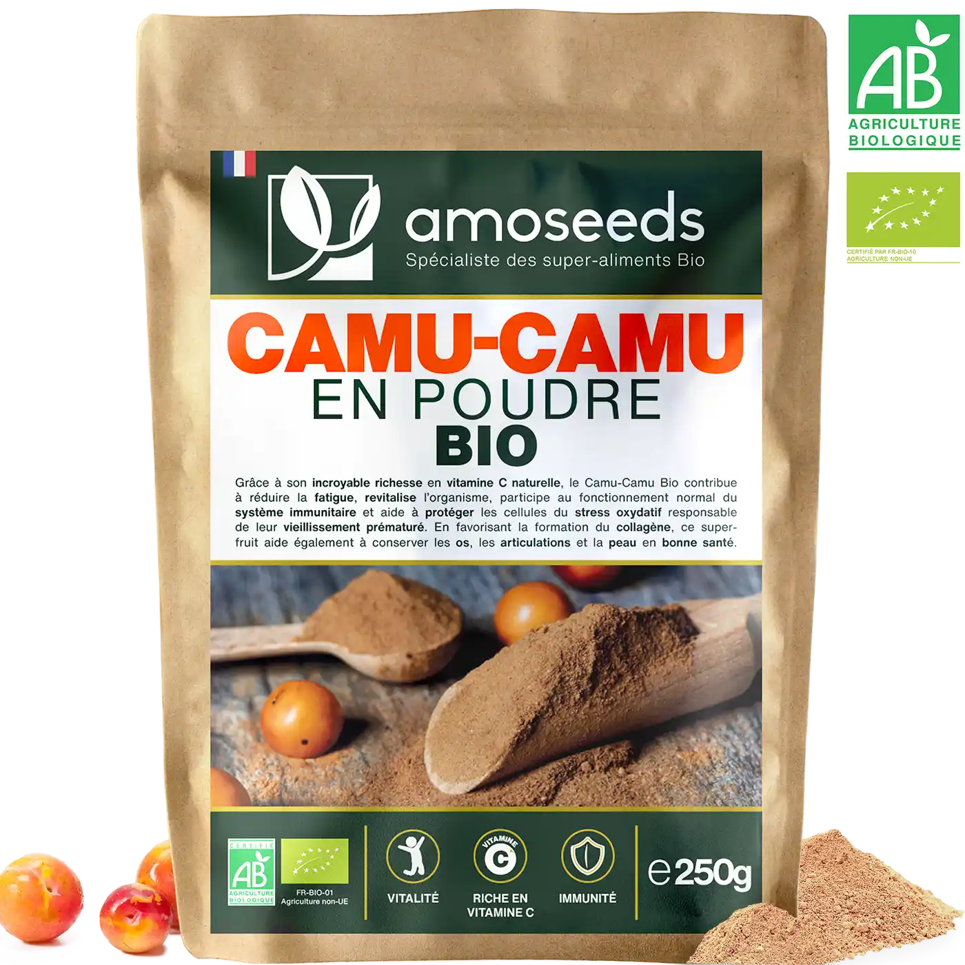 Camu Camu poudre Bio amoseeds specialiste super aliments bio,