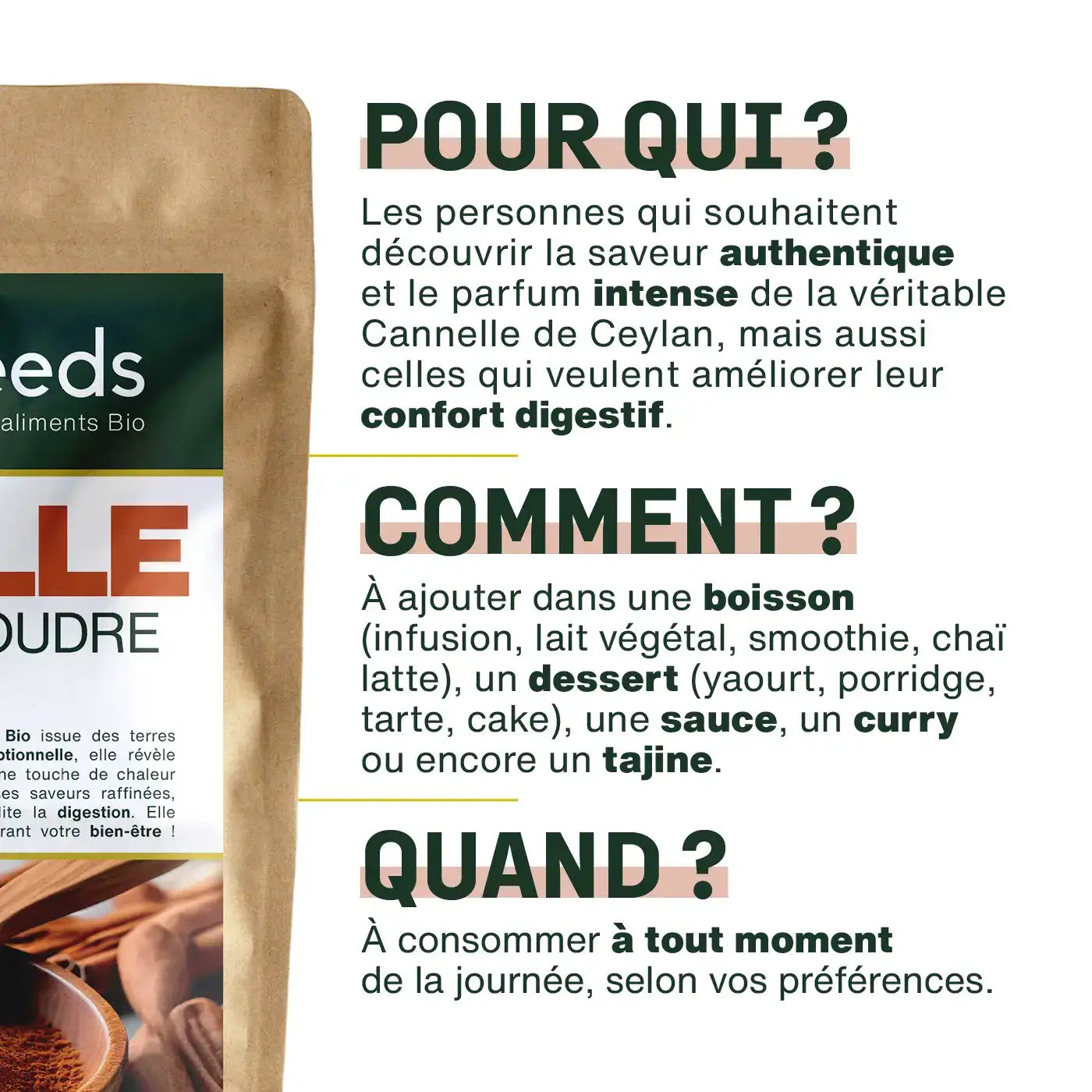 Utilisation Cannelle de Ceylan en poudre Bio - amoseeds specialiste des super aliments bio