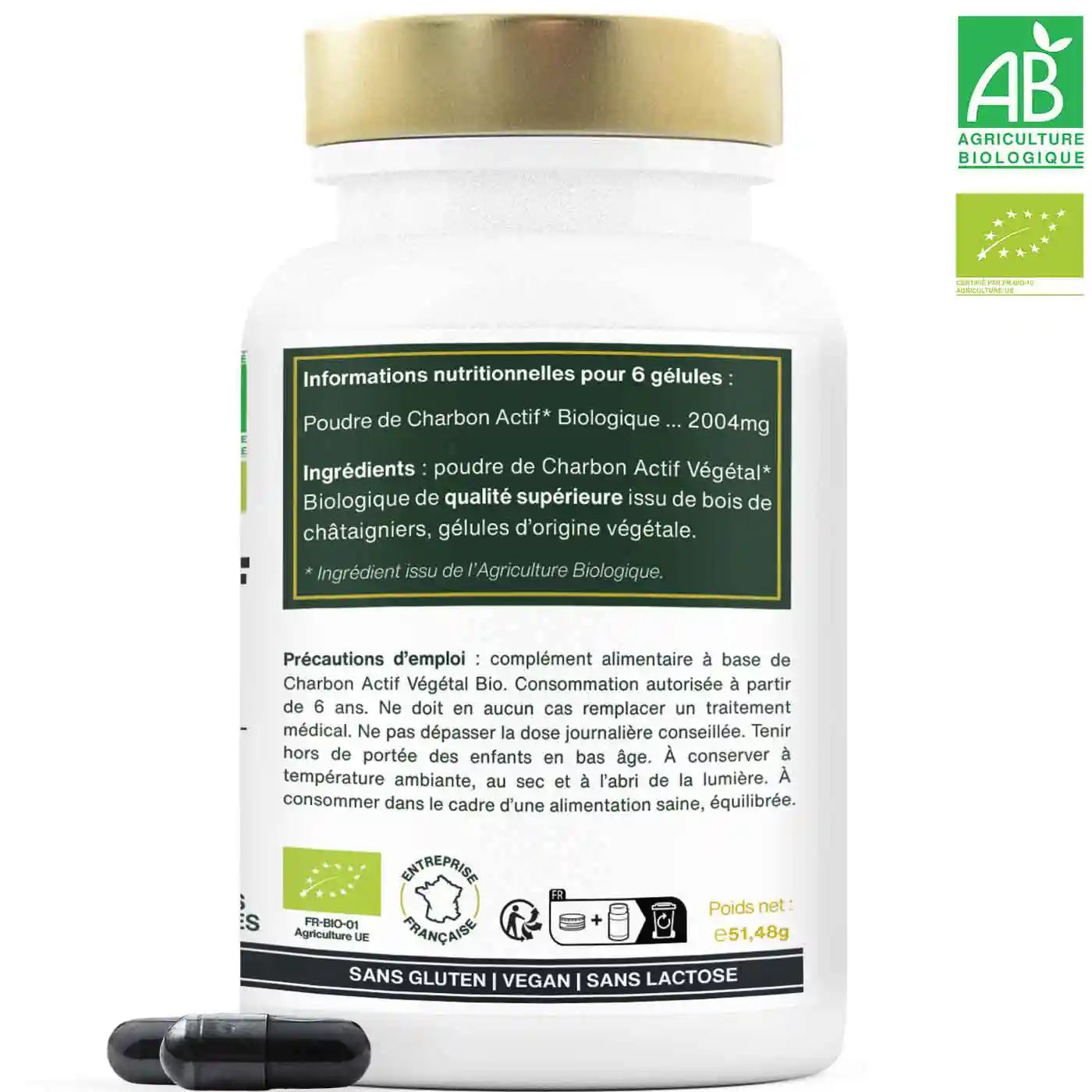 Charbon actif vegetal bio gelules  amoseeds specialiste des super aliments bio