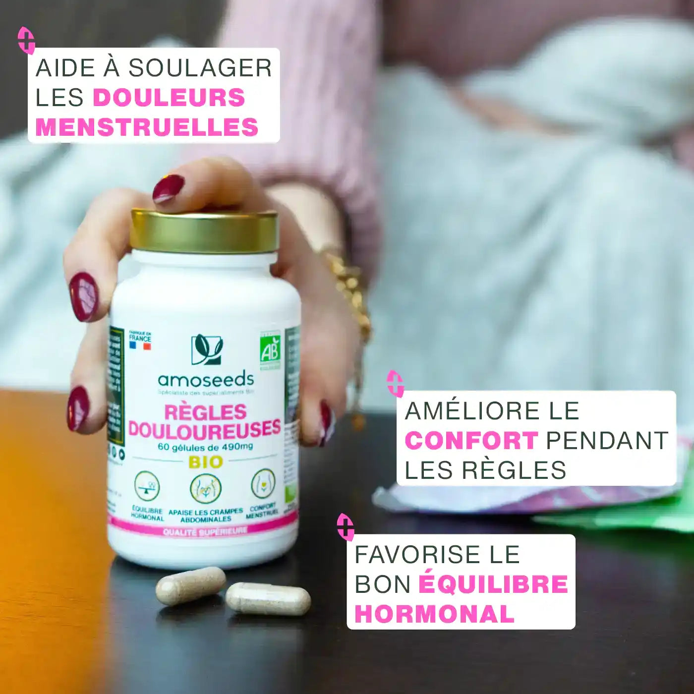 Bienfaits Complexe Regles Douloureuses Bio - amoseeds specialiste des super aliments bio