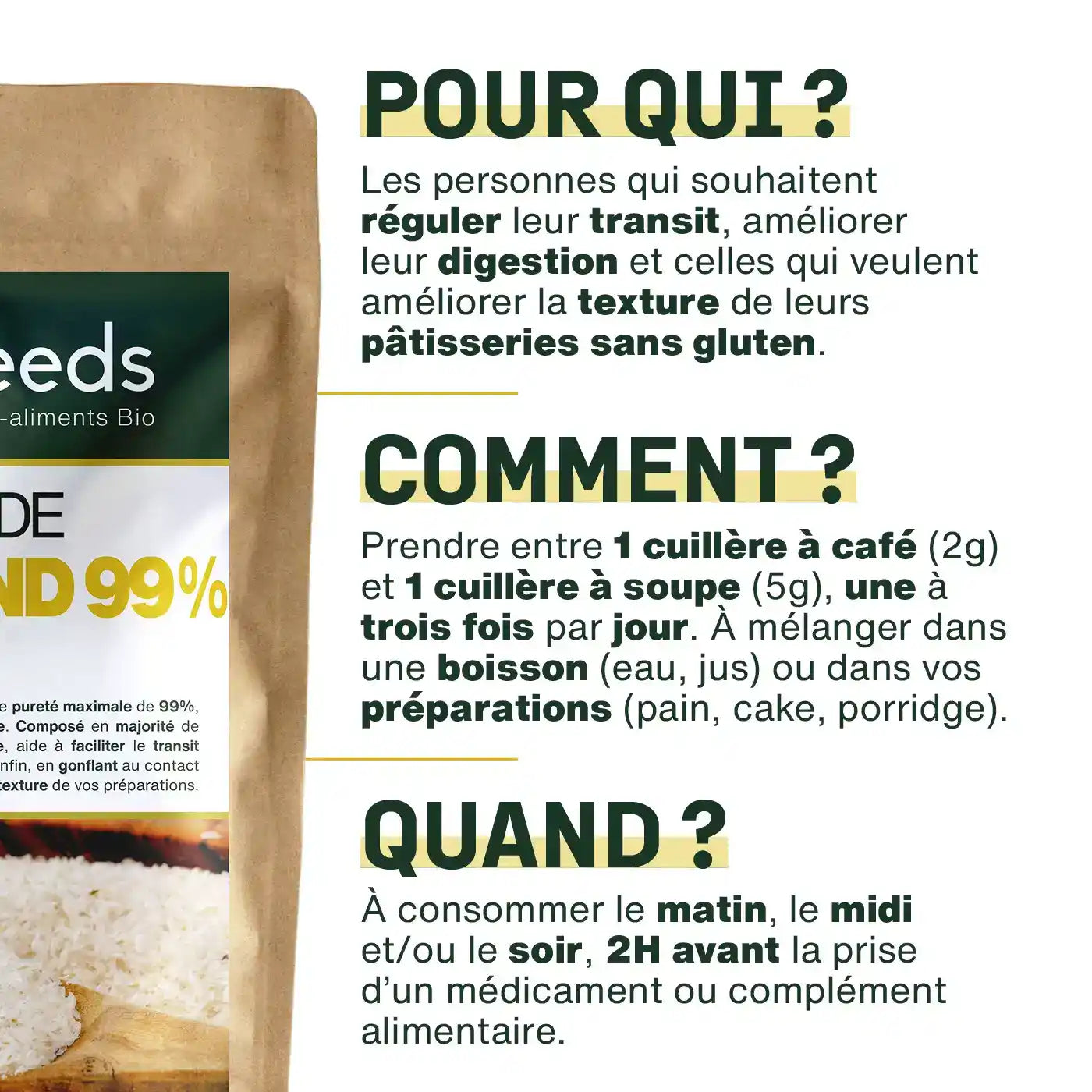Conseils utilisation Psyllium Blond Bio teguments amoseeds specialiste des super aliments bio
