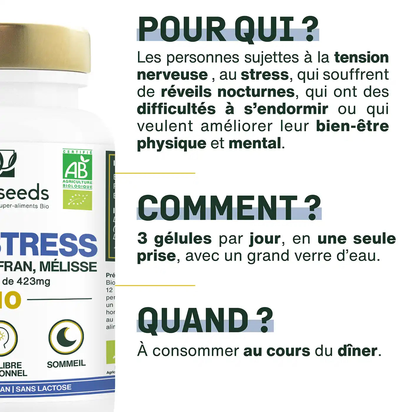 Anti-stress Bio gelules safran melisse aubepine amoseeds specialiste super aliments bio.