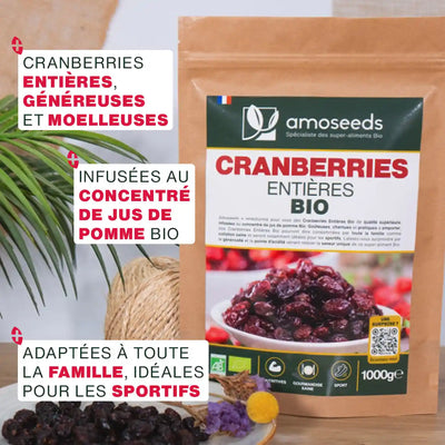 Bienfaits Cranberries entieres Bio - amoseeds specialiste des super aliments bio