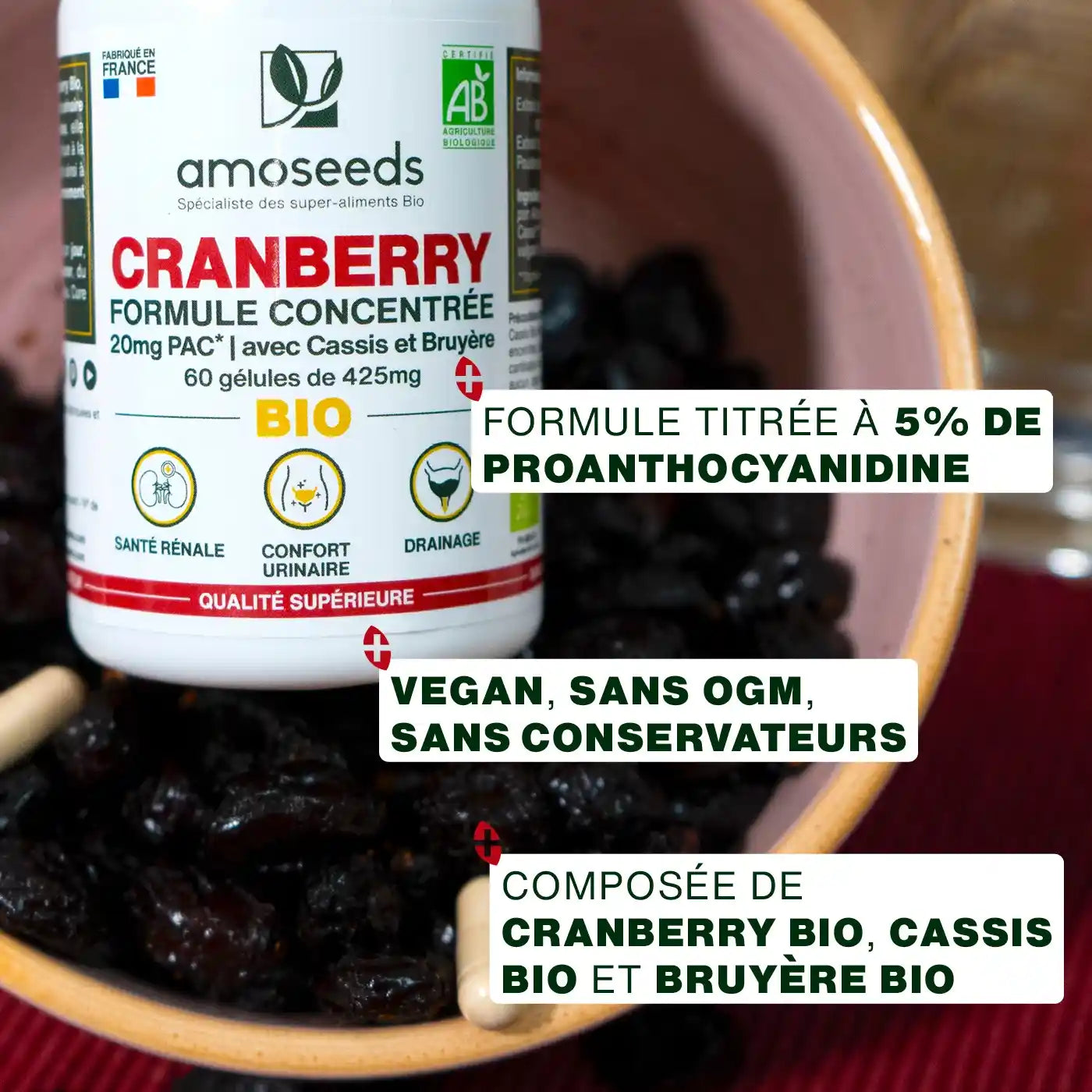 Cranberry formule gelules bio amoseeds specialiste super aliments bio