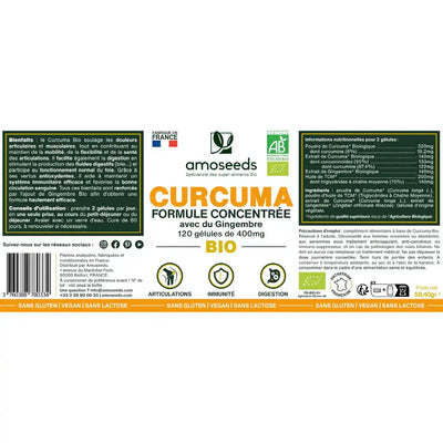 Curcuma Formule gingembre Bio - amoseeds specialiste des super aliments bio
