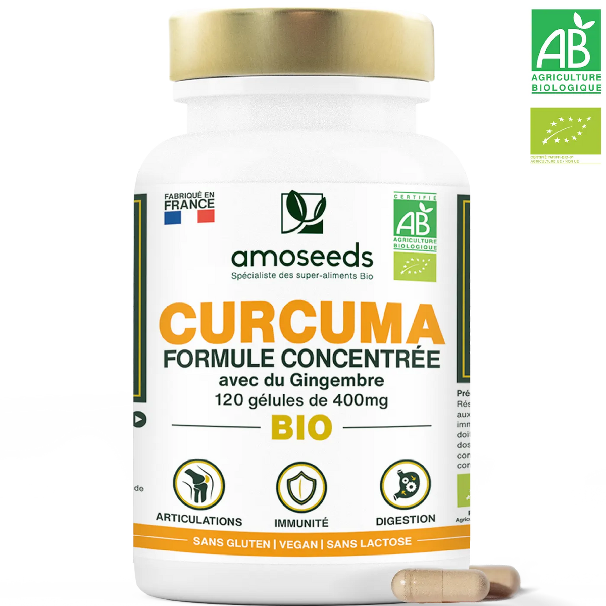 Curcuma Formule gingembre Bio - amoseeds specialiste des super aliments bio