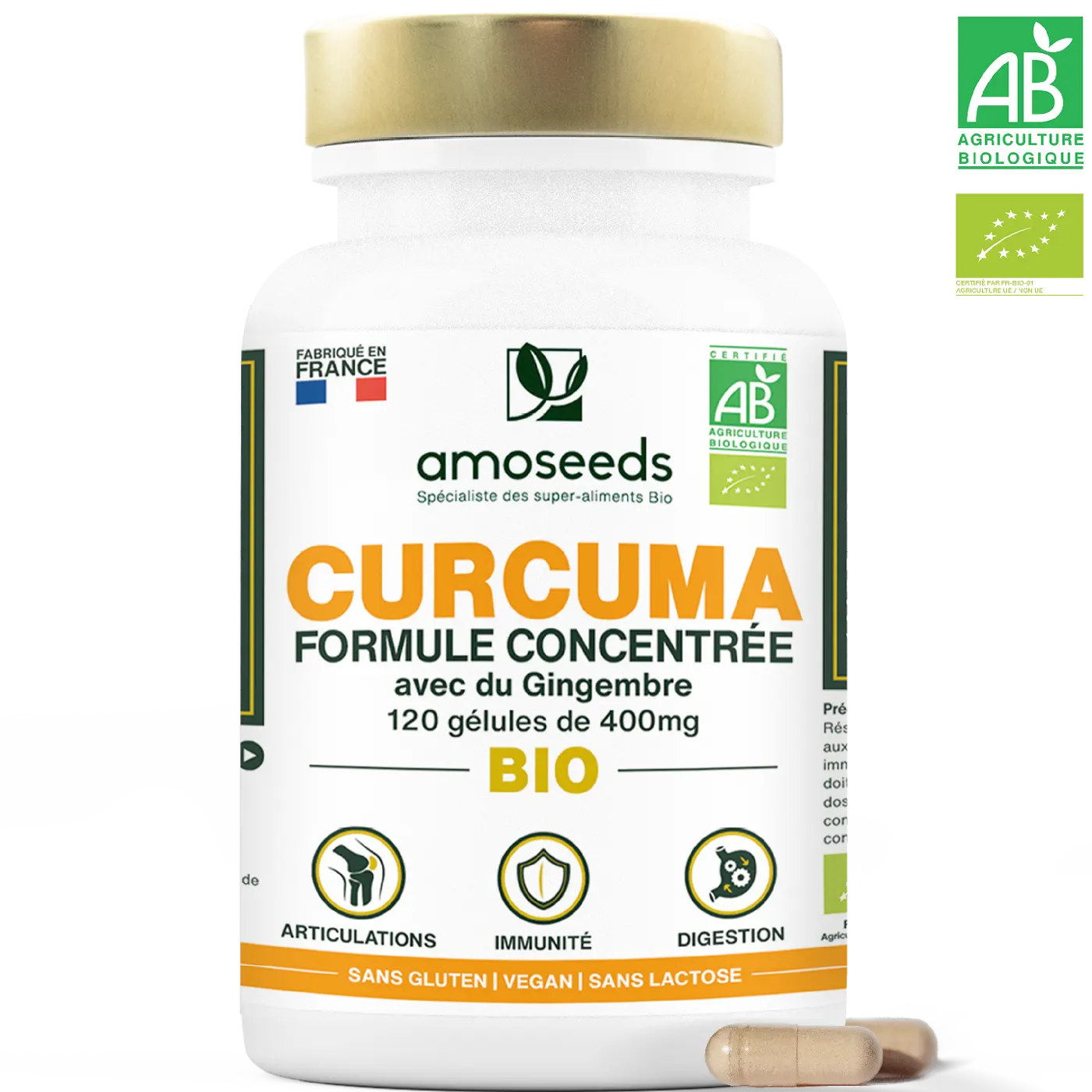Curcuma Formule gingembre Bio - amoseeds specialiste des super aliments bio