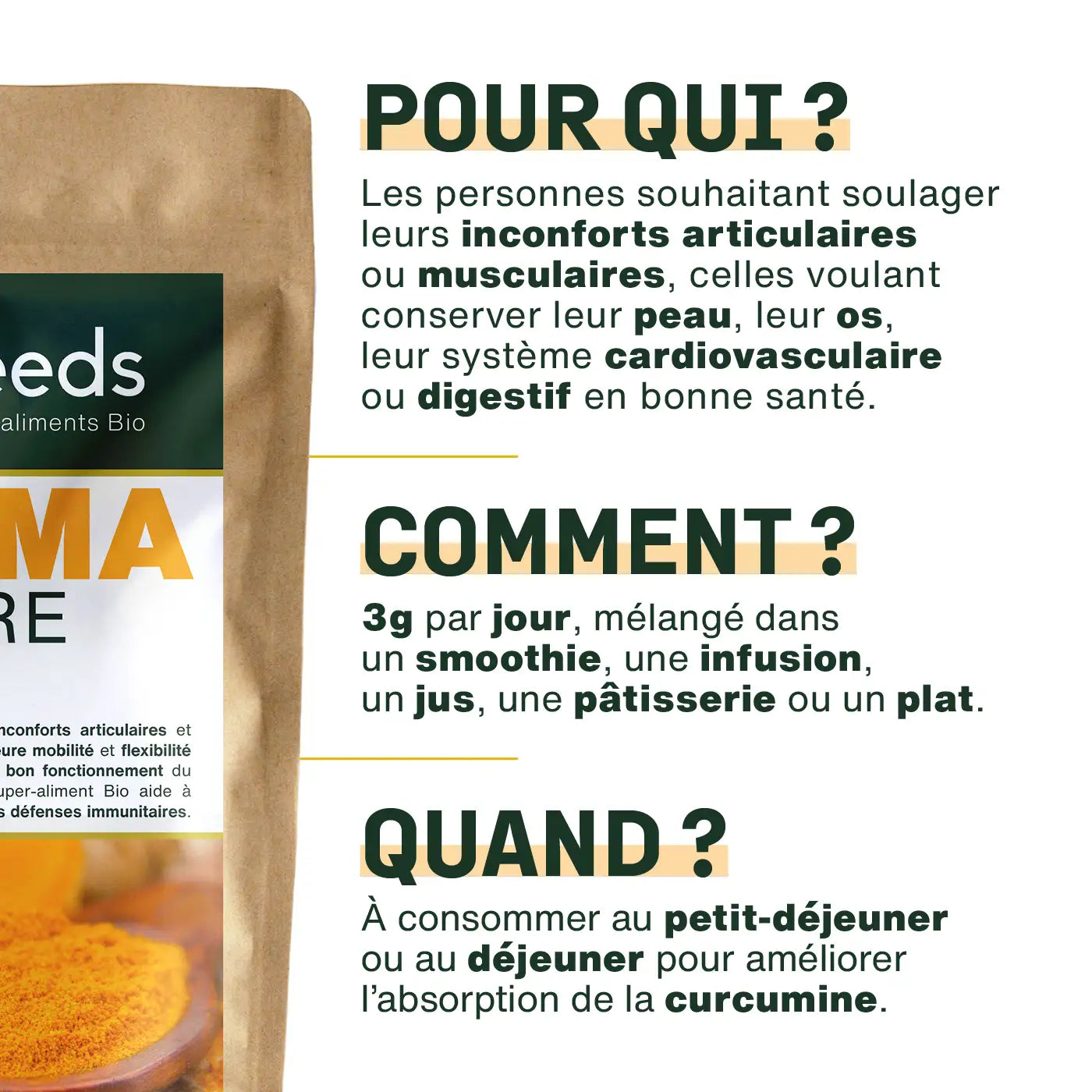Utilisation Curcuma en poudre Bio - amoseeds specialiste des super aliments bio