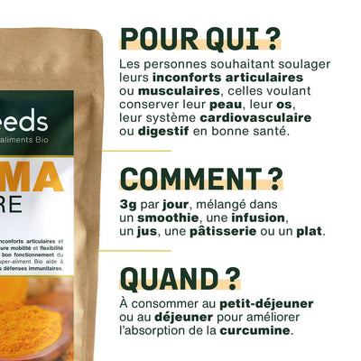 Utilisation Curcuma en poudre Bio - amoseeds specialiste des super aliments bio