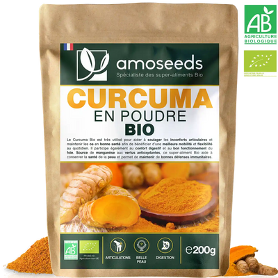 Curcuma poudre bio 200G amoseeds specialiste des super aliments bio
