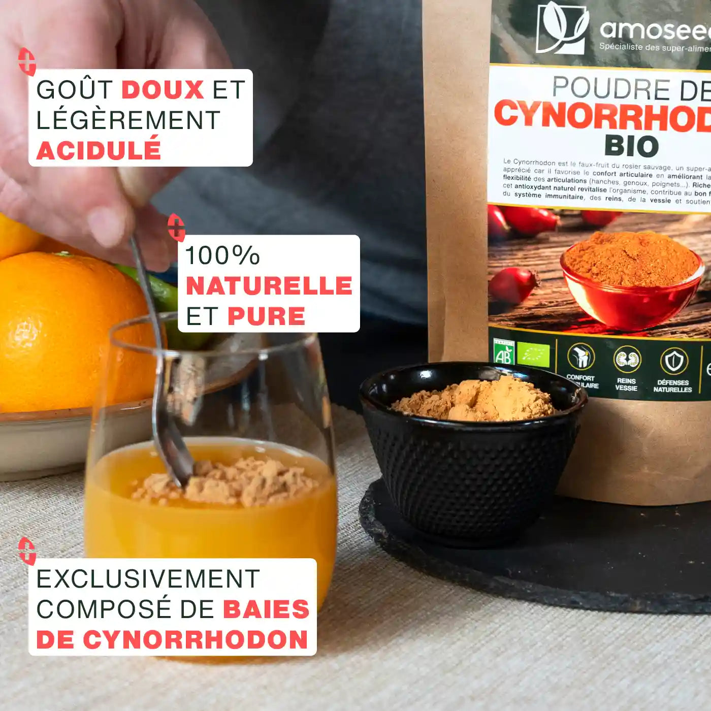 Cynorrhodon Poudre Bio - amoseeds specialiste des super aliments bio
