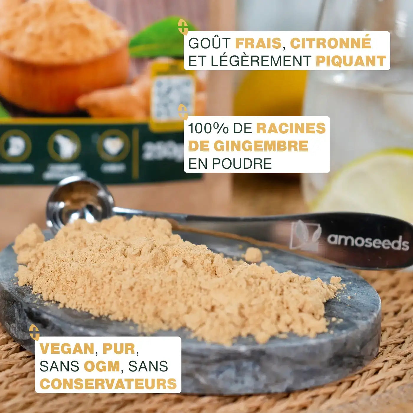 Qualite Gingembre en poudre Bio - amoseeds specialiste des super aliments bio