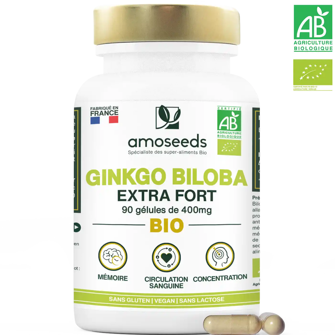 Ginkgo Biloba Bio gelules amoseeds specialiste des super aliments Bio,