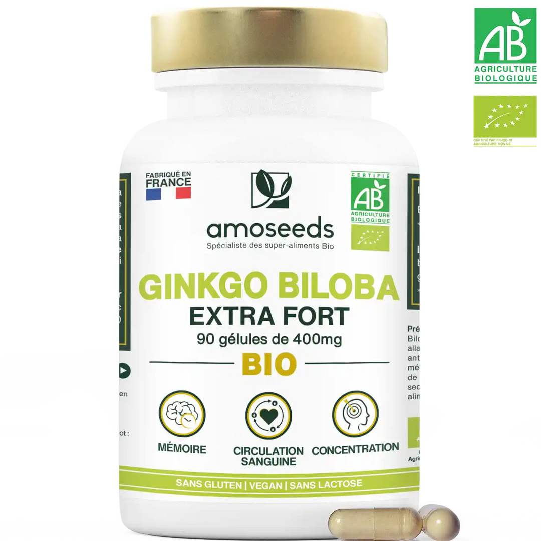 Ginkgo Biloba Bio gelules amoseeds specialiste des super aliments Bio