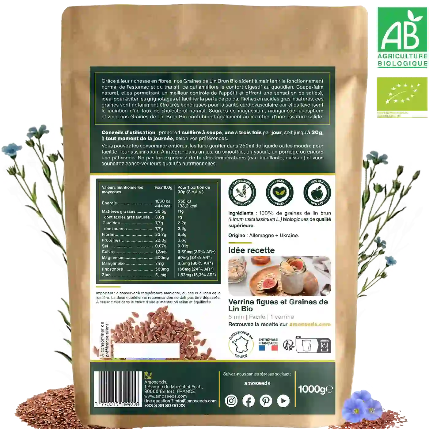 graines de lin brun bio Amoseeds