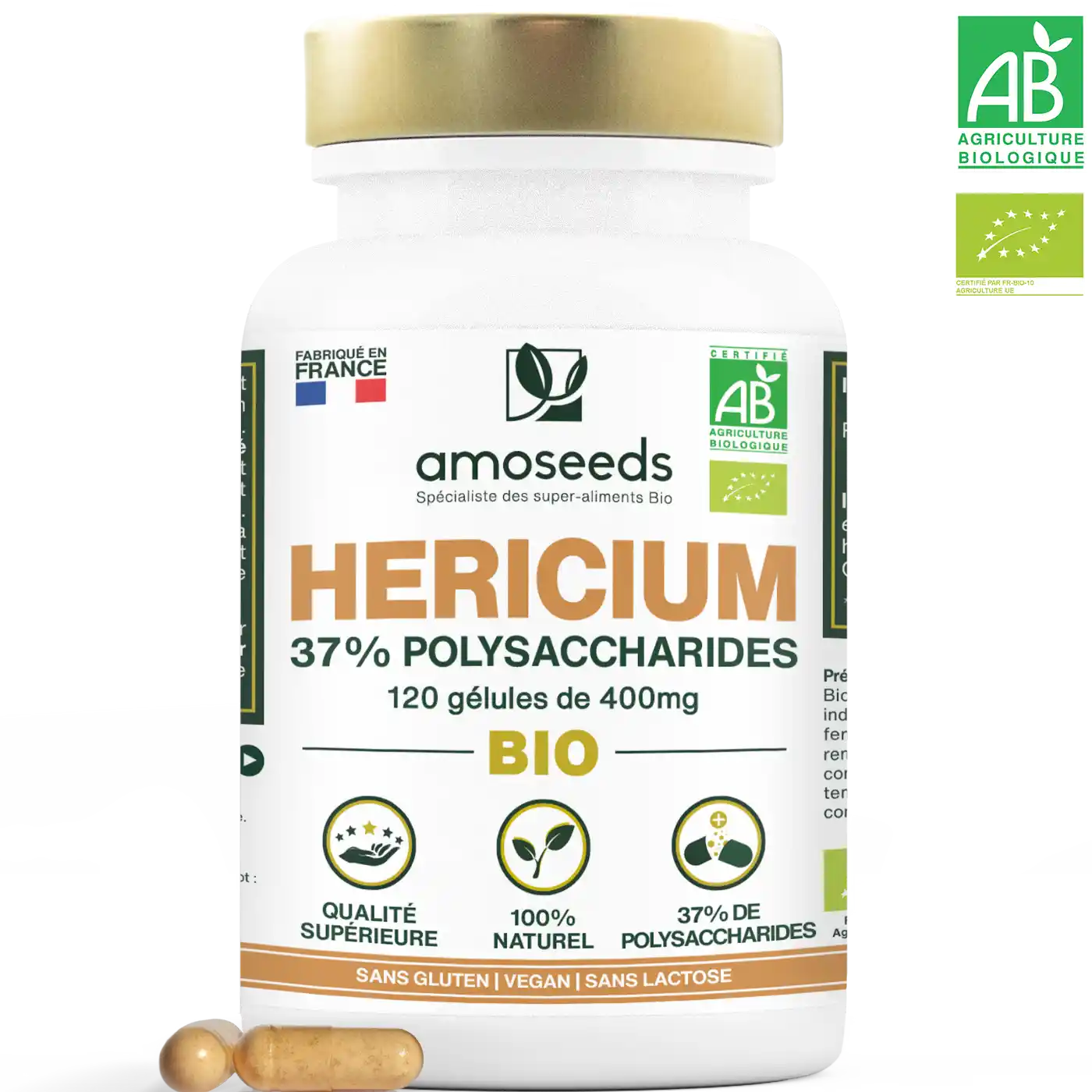 Hericium Bio gelules amoseeds specialiste superaliments bio;