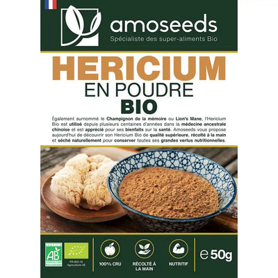 Hericium Poudre Bio - amoseeds specialiste des super aliments bio