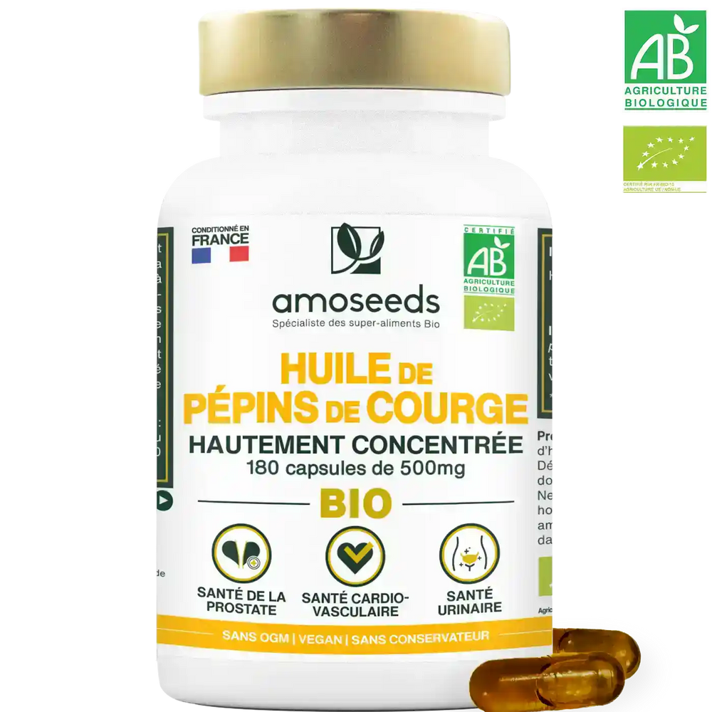 Huile Pepins Courge Bio - amoseeds specialiste des super aliments bio
