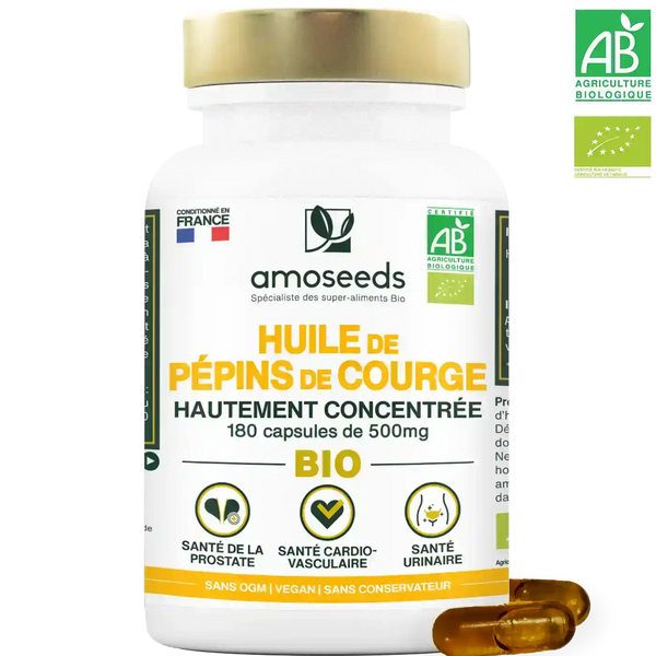 Huile Pepins Courge Bio - amoseeds specialiste des super aliments bio
