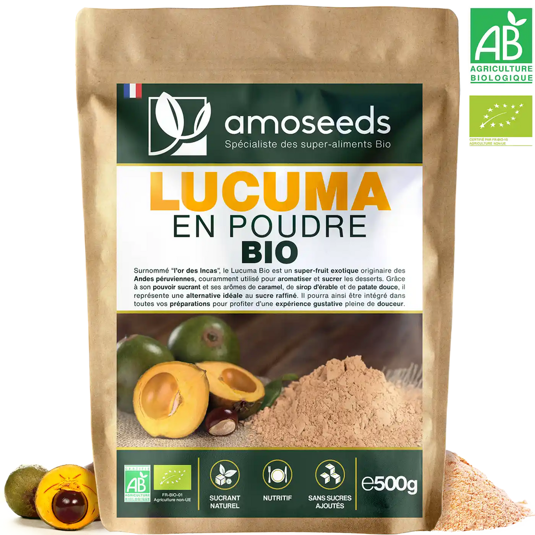 Lucuma en Poudre bio amoseeds specialiste des super aliments Bio