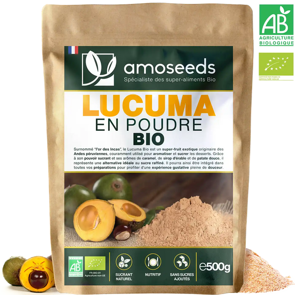 Lucuma en Poudre bio amoseeds specialiste des super aliments Bio